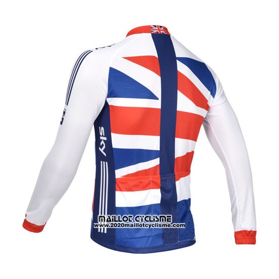 2013 Maillot Ciclismo Sky Champion Regno Unito Blanc et Nosso Manches Longues et Cuissard
